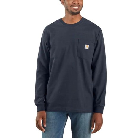 Carhartt Dearborn Pocket Longsleeve Navy Shirt Heren Carhartt Dearborn Pocket Longsleeve Navy Shirt Heren