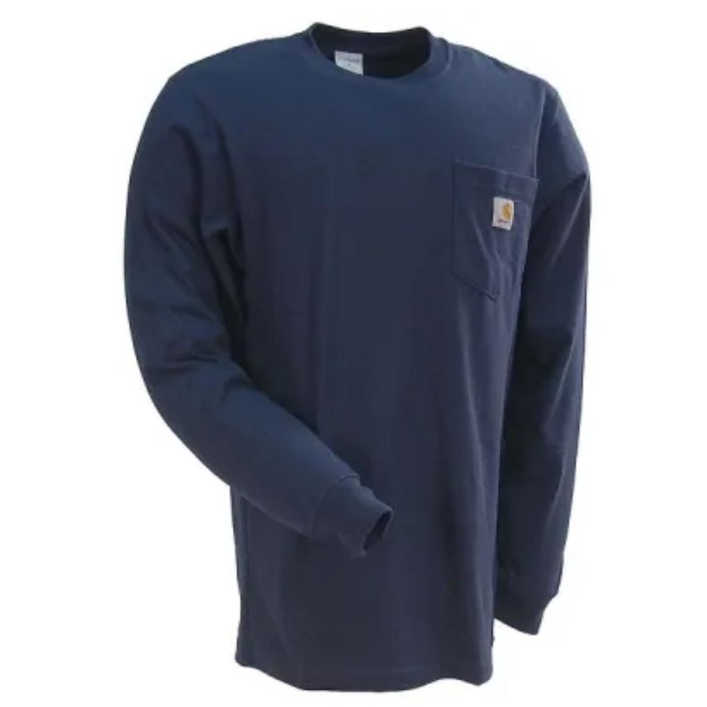 Carhartt Dearborn Pocket Longsleeve Navy Shirt Heren Carhartt Dearborn Pocket Longsleeve Navy Shirt Heren