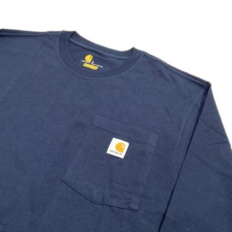 Carhartt Dearborn Pocket Longsleeve Navy Shirt Heren Carhartt Dearborn Pocket Longsleeve Navy Shirt Heren