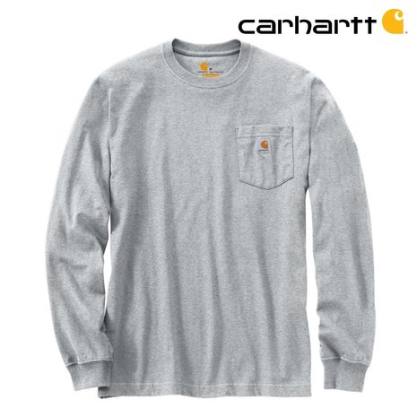 Carhartt Dearborn Pocket Longsleeve Heather Grey Shirt Heren Carhartt Dearborn Pocket Longsleeve Heather Grey Shirt Heren