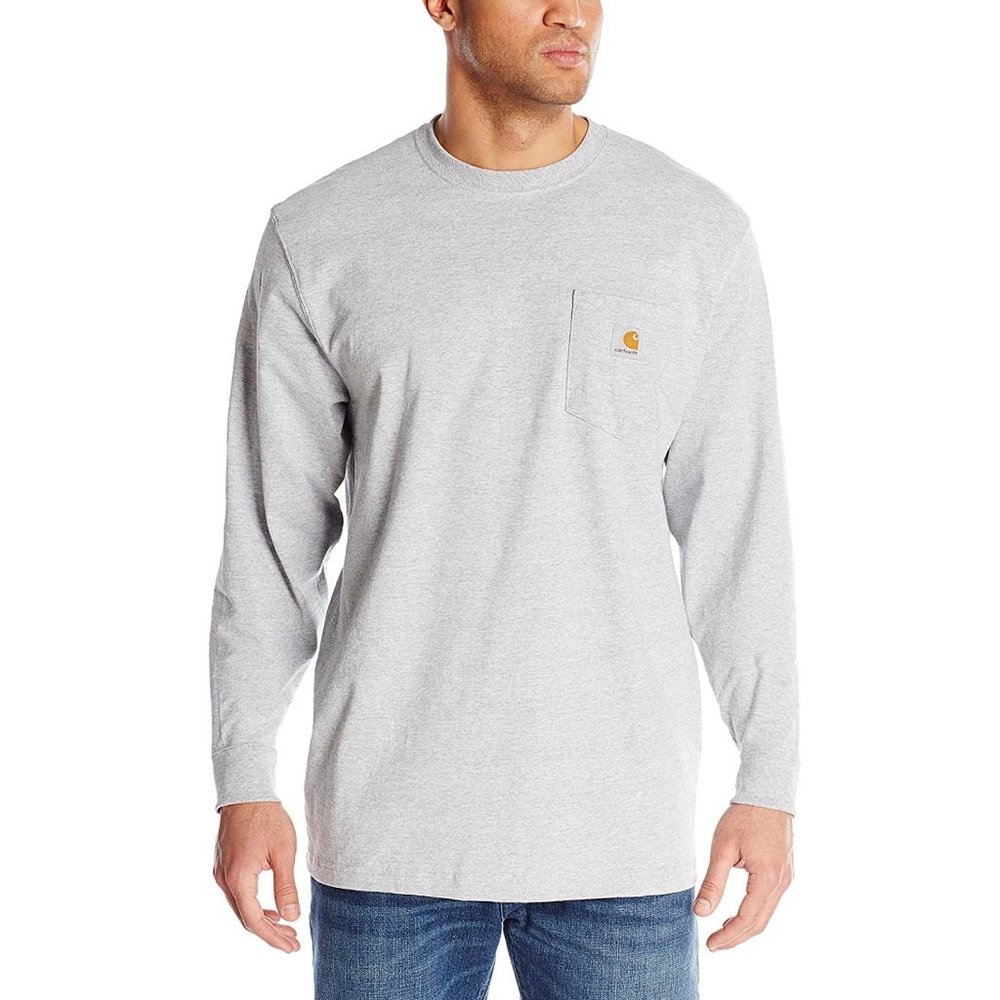 Carhartt Dearborn Pocket Longsleeve Heather Grey Shirt Heren Carhartt Dearborn Pocket Longsleeve Heather Grey Shirt Heren