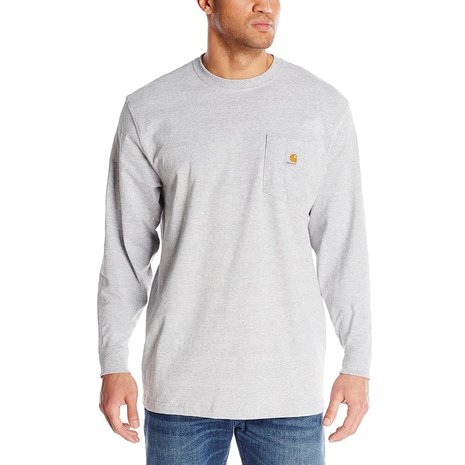 Carhartt Dearborn Pocket Longsleeve Heather Grey Shirt Heren Carhartt Dearborn Pocket Longsleeve Heather Grey Shirt Heren