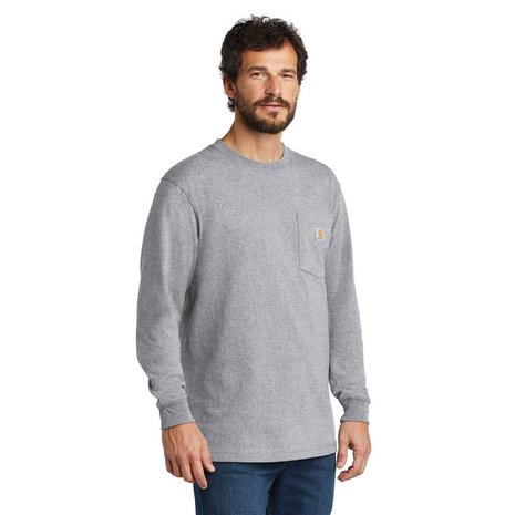 Carhartt Dearborn Pocket Longsleeve Heather Grey Shirt Heren Carhartt Dearborn Pocket Longsleeve Heather Grey Shirt Heren
