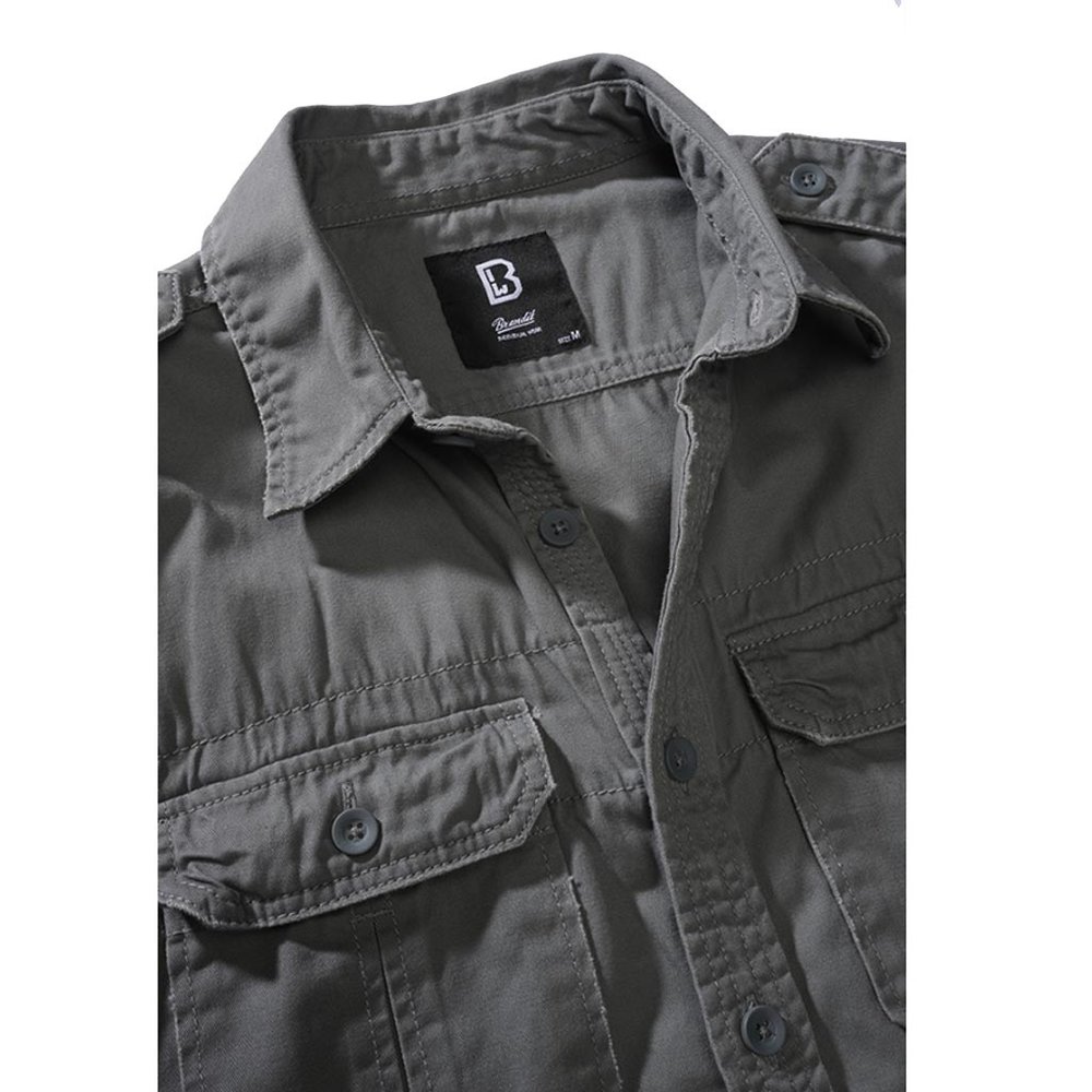 Brandit Vintage Shirt Longsleeve Charcoal Grey Overhemd Heren