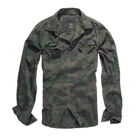 Brandit Slim Fit Woodland Camo Overhemd Heren