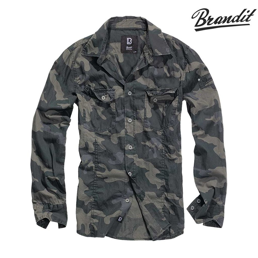 Brandit Slim Fit Dark Camo Overhemd Heren
