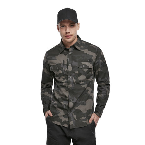 Brandit Slim Fit Dark Camo Overhemd Heren