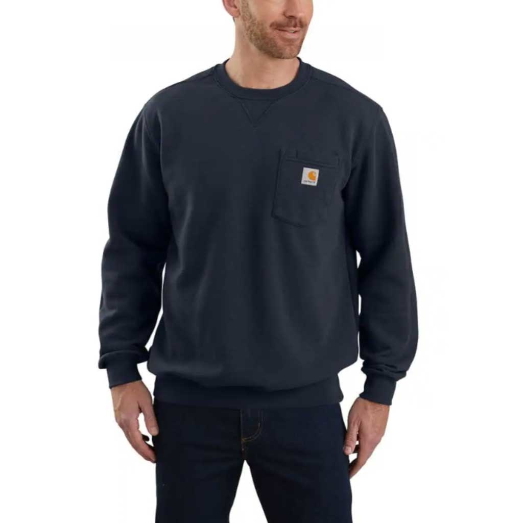 Midweight Crewneck Pocket New Navy Sweatshirt Heren