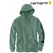 Carhartt Sleeve Logo Jade Heather Hooded Sweatshirt Heren Carhartt Sleeve Logo Jade Heather Hooded Sweatshirt Heren