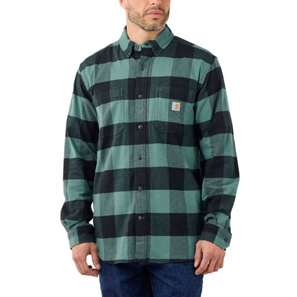 Rugged Flex Flannel Plaid Slate Green Shirt Heren