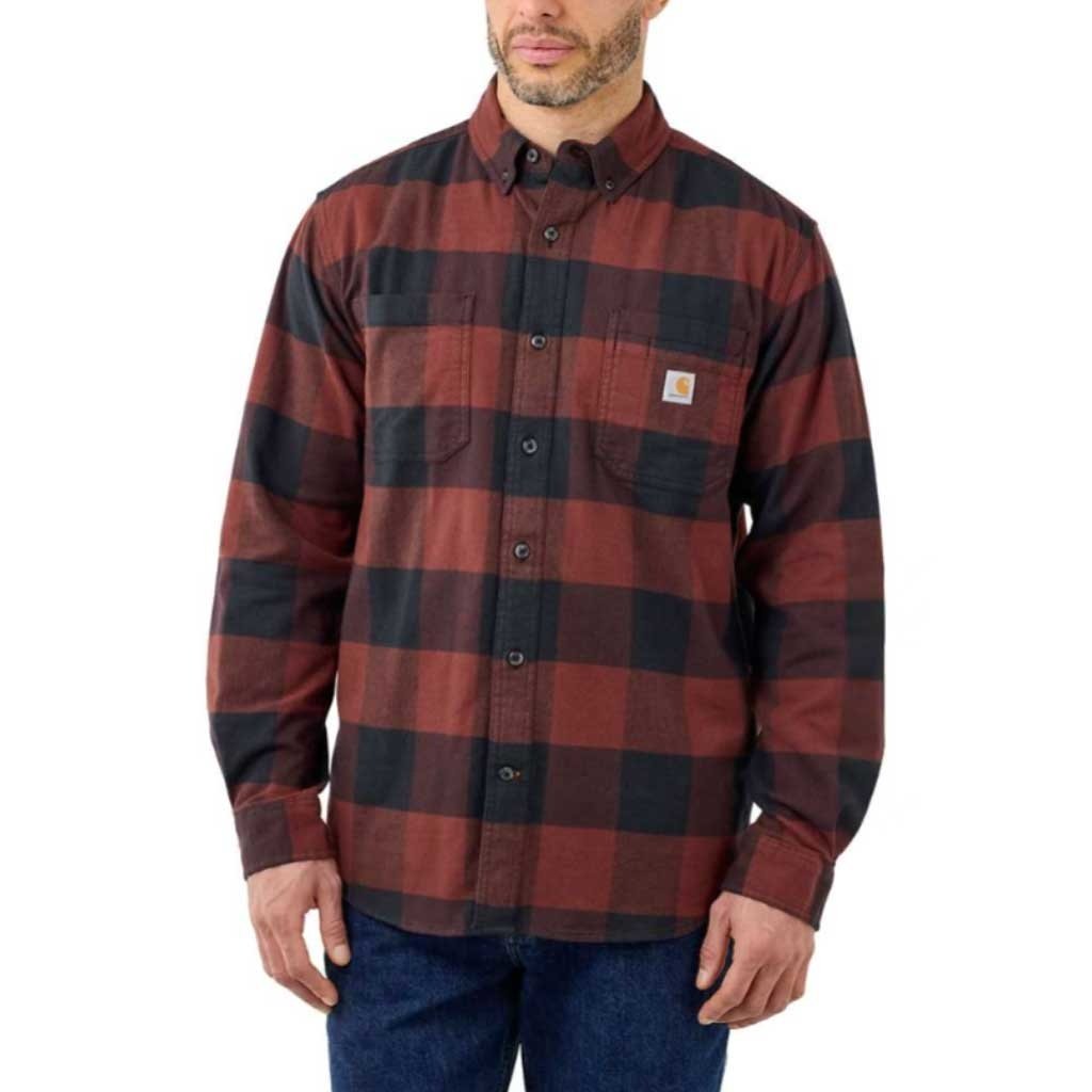 Carhartt Rugged Flex Flannel Plaid Mineral Red Shirt Heren