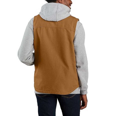 Carhartt Washed Duck Sherpa-Lined Bruin Mock-Neck Vest Heren Carhartt Washed Duck Sherpa-Lined Bruin Mock-Neck Vest Heren