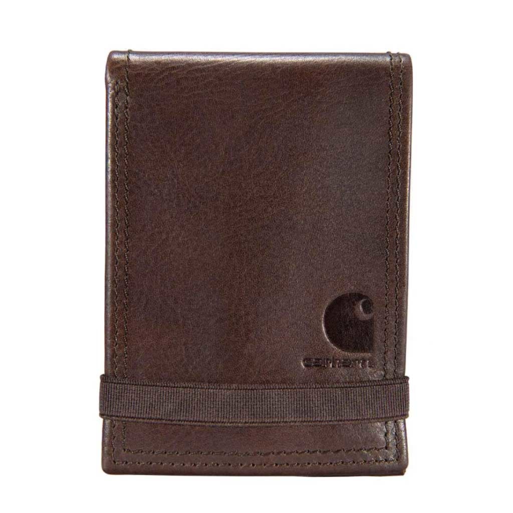 Milled Leather Classic Stitched Front Pocket Donkerbruin Portemonnee