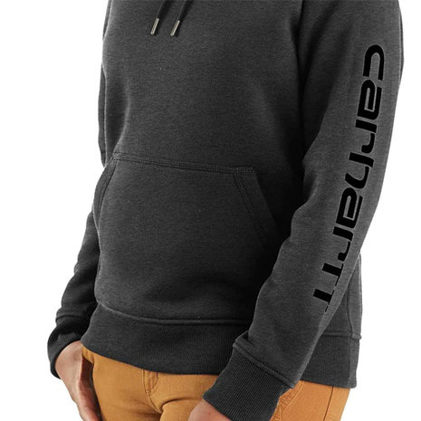 Carhartt Midweight Logo Sleeve Graphic Carbon Heather Sweatshirt Dames Carhartt Midweight Logo Sleeve Graphic Carbon Heather Sweatshirt Dames