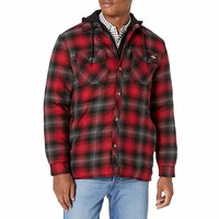 Dickies Hooded Flannel Red Black Shirt Jacket Heren