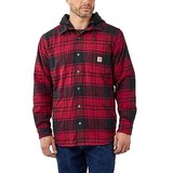 Carhartt Flannel Plaid Oxblood Hooded Shirt Heren