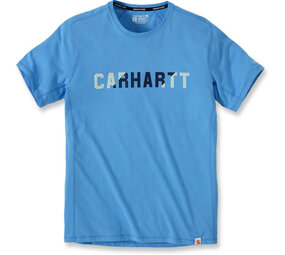 Carhartt Force Block Logo Azure Blue T-Shirt Heren Carhartt Force Block Logo Azure Blue T-Shirt Heren