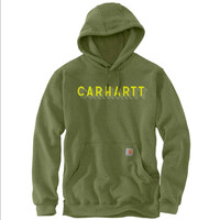 Carhartt Rain Defender Midweight Logo Graphic Chive Heather Sweatshirt Heren