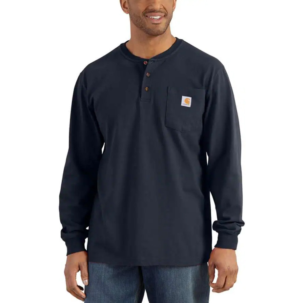 CARHARTT Pocket Henley Losvallend T-shirt Met Lange Mouwen Heren - Navy - L