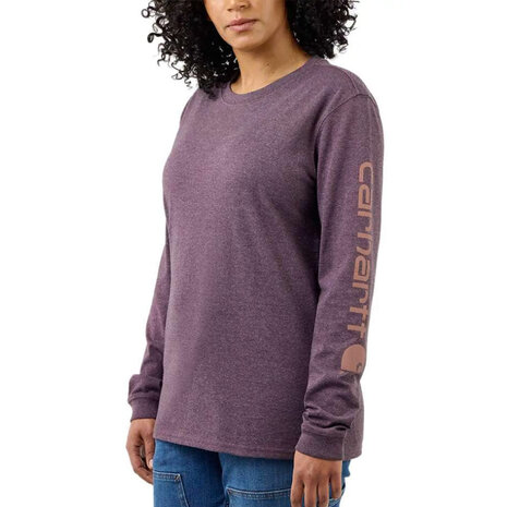 Carhartt Workwear Sleeve Logo Blackberry Heather Long Sleeve Shirt Dames Carhartt Workwear Sleeve Logo Blackberry Heather Long Sleeve Shirt Dames