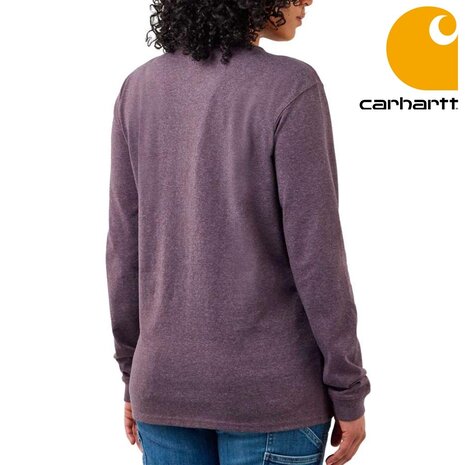 Carhartt Workwear Sleeve Logo Blackberry Heather Long Sleeve Shirt Dames Carhartt Workwear Sleeve Logo Blackberry Heather Long Sleeve Shirt Dames