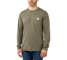 Carhartt Force Relaxed Fit Longsleeve Basil Heather Pocket T-Shirt Heren Carhartt Force Relaxed Fit Longsleeve Basil Heather Pocket T-Shirt Heren
