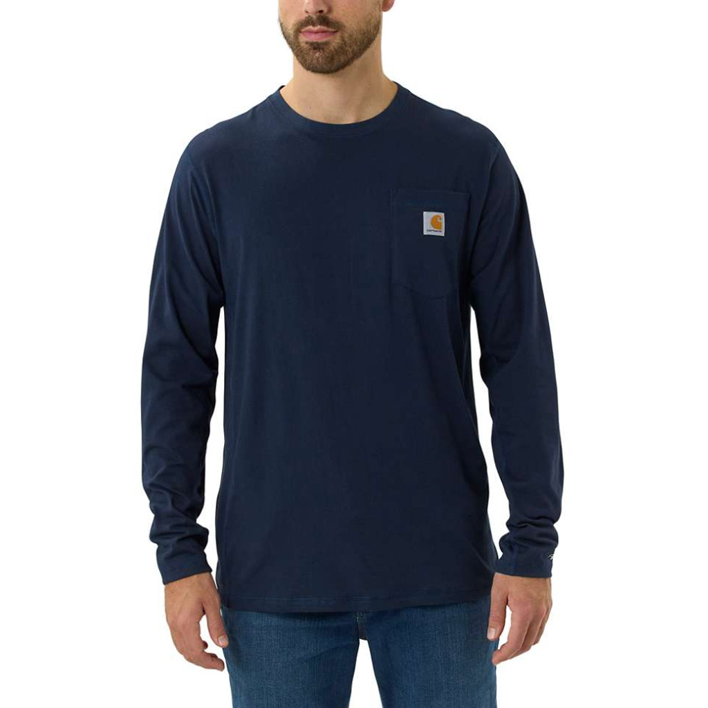 CARHARTT Force Flex Pocket T-shirt Met Lange Mouwen En Relaxte Pasvorm Heren - Navy - M
