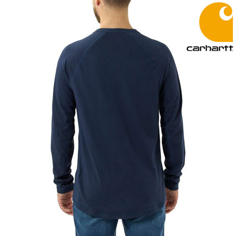 Carhartt Force Relaxed Fit Longsleeve Navy Pocket T-Shirt Heren