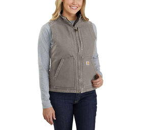 Carhartt Washed Duck Sherpa Lined Mock Neck Taupe Grey Bodywarmer Dames Carhartt Washed Duck Sherpa Lined Mock Neck Taupe Grey Bodywarmer Dames