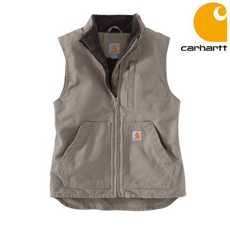 Carhartt Washed Duck Sherpa Lined Mock Neck Taupe Grey Bodywarmer Dames Carhartt Washed Duck Sherpa Lined Mock Neck Taupe Grey Bodywarmer Dames