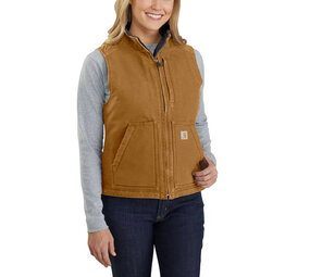 Carhartt Washed Duck Sherpa Lined Mock Neck Brown Bodywarmer Dames Carhartt Washed Duck Sherpa Lined Mock Neck Brown Bodywarmer Dames