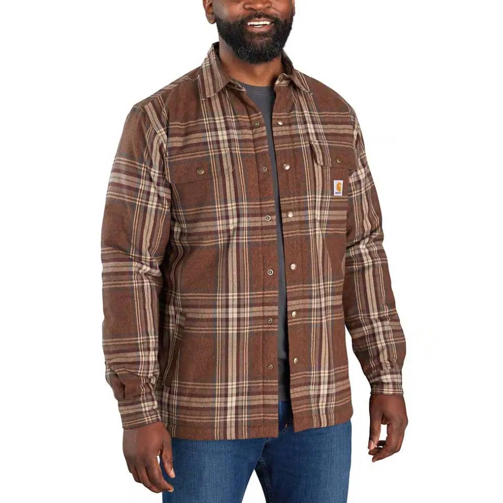 Heavyweight Flannel Shirt Jack - Sherpa lined - Carhartt - Burnt Sienna - maat L (valt als XL)