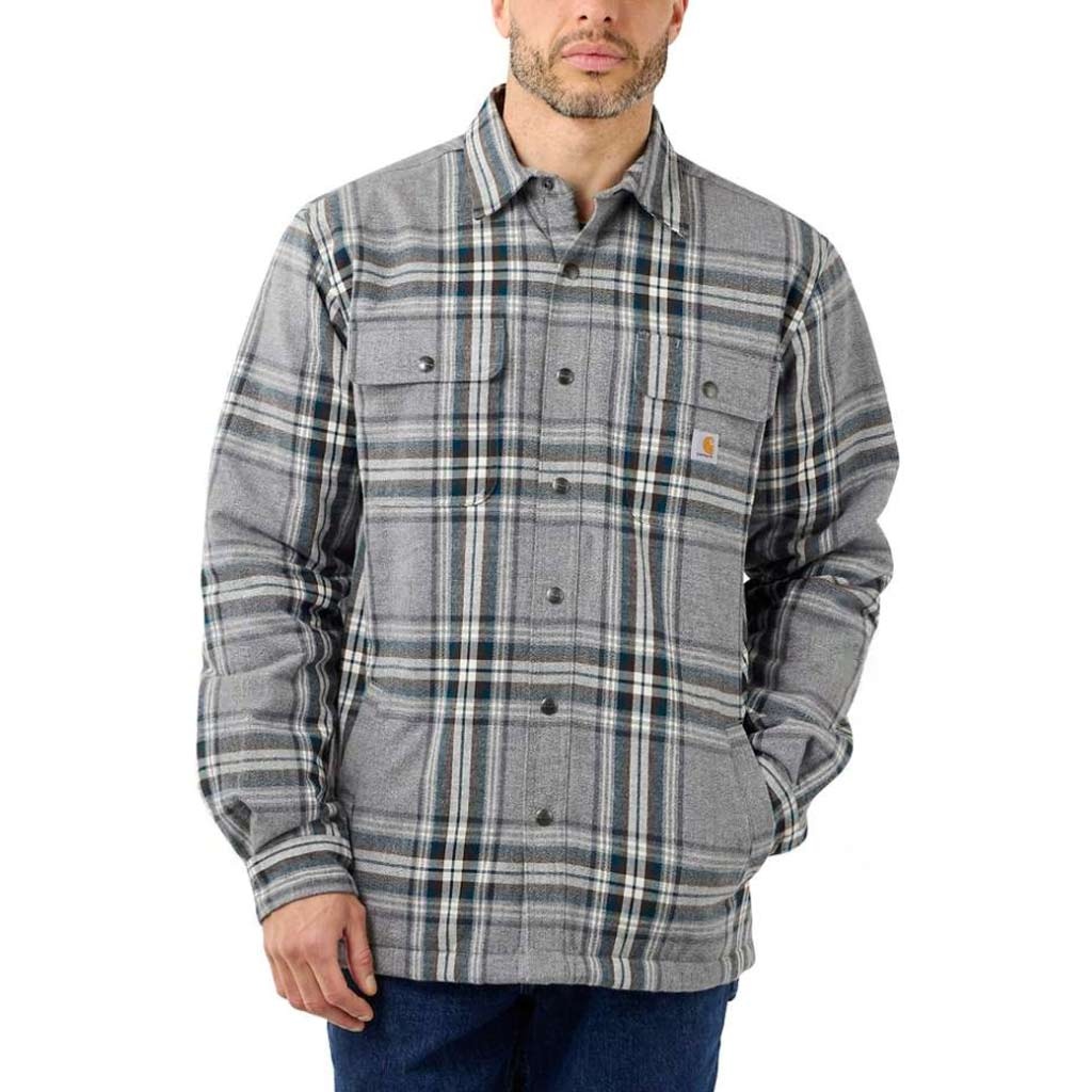 Carhartt heavyweight flannel sherpa lined shirt 105430 asphalt M