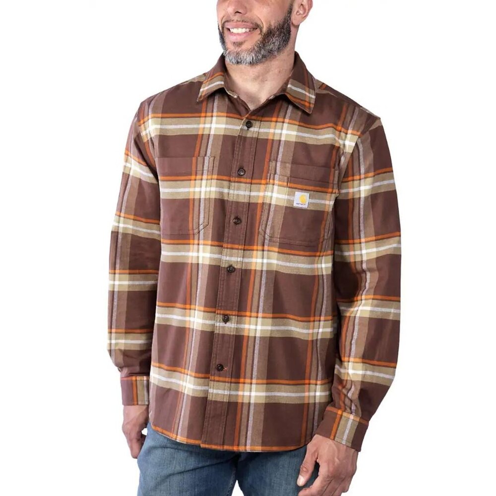 Carhartt Rugged Flex Midweight Flannel Plaid Chestnut Gevoerd Overhemd Heren Carhartt Rugged Flex Midweight Flannel Plaid Chestnut Gevoerd Overhemd Heren