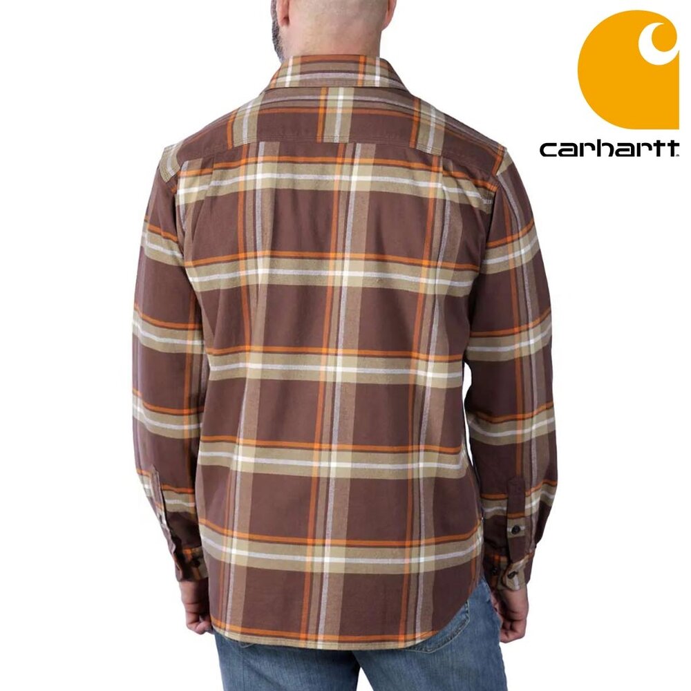 Carhartt Rugged Flex Midweight Flannel Plaid Chestnut Gevoerd Overhemd Heren Carhartt Rugged Flex Midweight Flannel Plaid Chestnut Gevoerd Overhemd Heren