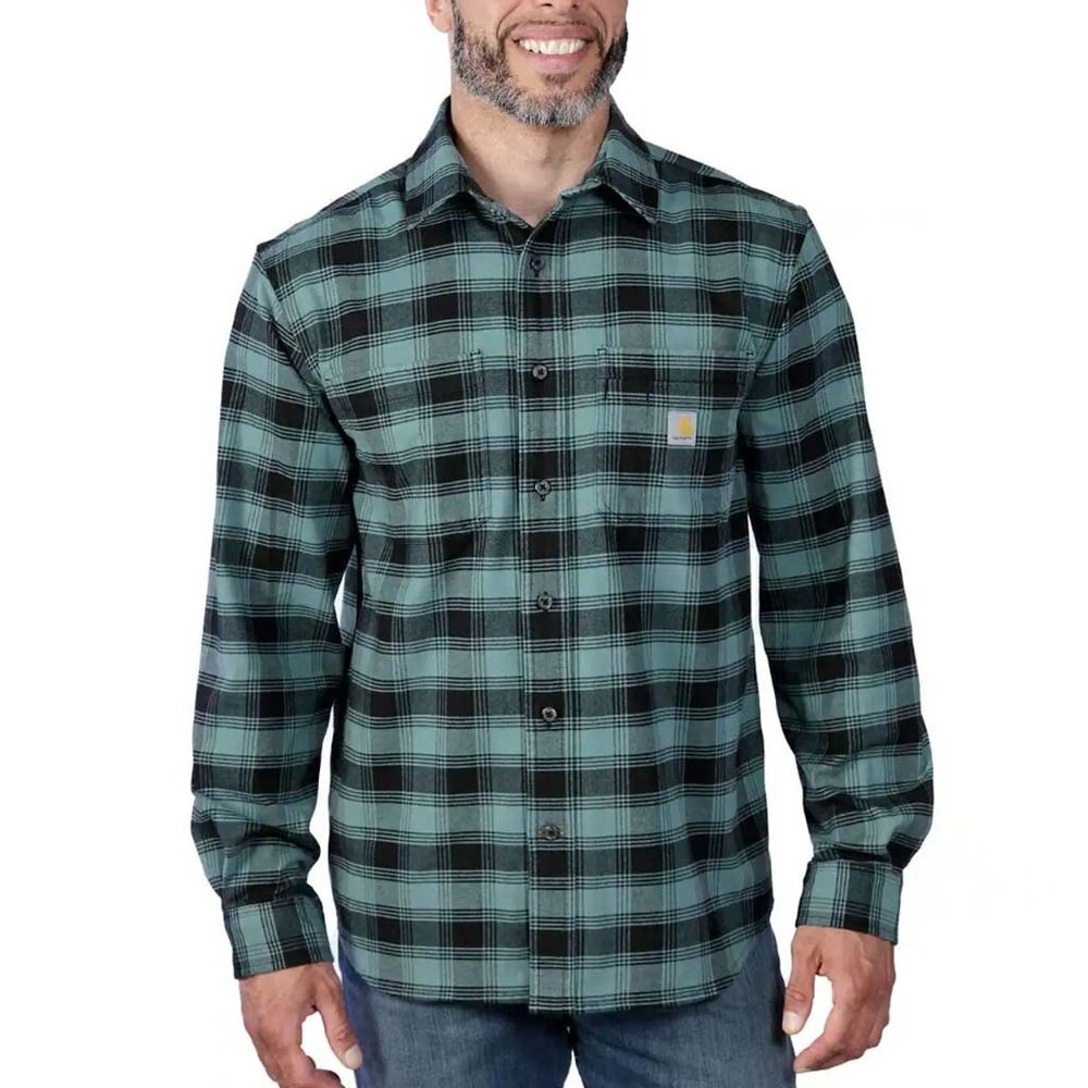 Carhartt Rugged Flex Midweight Flannel Plaid Sea Pine Gevoerd Overhemd Heren Carhartt Rugged Flex Midweight Flannel Plaid Sea Pine Gevoerd Overhemd Heren