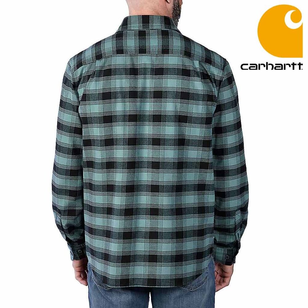 Carhartt Rugged Flex Midweight Flannel Plaid Sea Pine Gevoerd Overhemd Heren Carhartt Rugged Flex Midweight Flannel Plaid Sea Pine Gevoerd Overhemd Heren