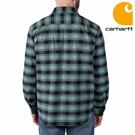 Carhartt Rugged Flex Midweight Flannel Plaid Sea Pine Gevoerd Overhemd Heren Carhartt Rugged Flex Midweight Flannel Plaid Sea Pine Gevoerd Overhemd Heren
