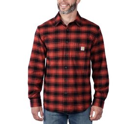 Carhartt Rugged Flex Midweight Flannel Plaid Red Ochre Gevoerd Overhemd Heren Carhartt Rugged Flex Midweight Flannel Plaid Red Ochre Gevoerd Overhemd Heren