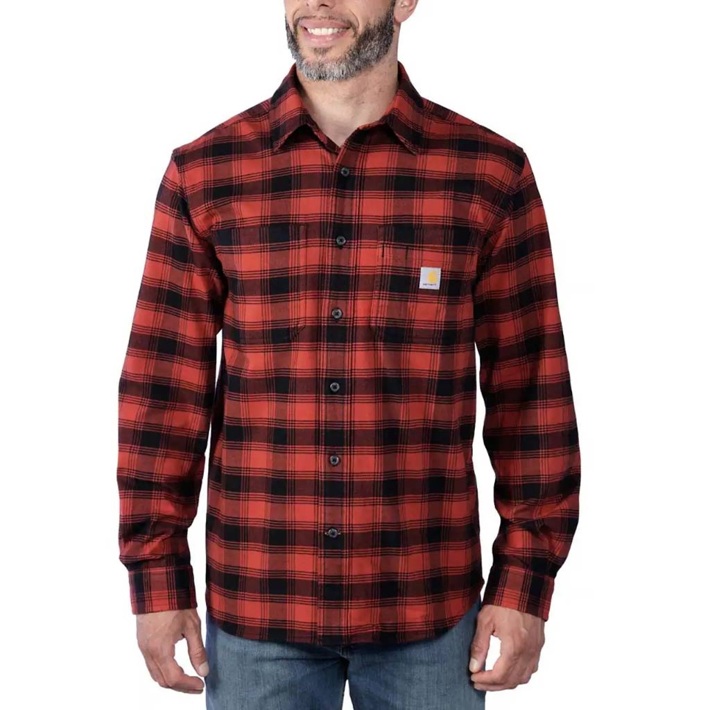 Carhartt Flannel plaid shirt 5945 red ochre S