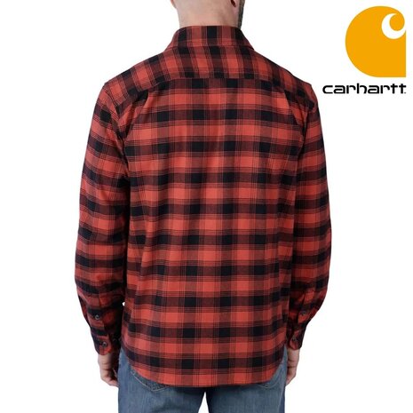 Carhartt Rugged Flex Midweight Flannel Plaid Red Ochre Gevoerd Overhemd Heren Carhartt Rugged Flex Midweight Flannel Plaid Red Ochre Gevoerd Overhemd Heren