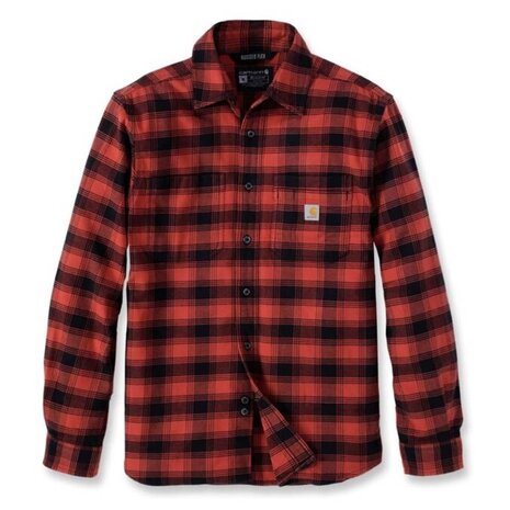 Carhartt Rugged Flex Midweight Flannel Plaid Red Ochre Gevoerd Overhemd Heren Carhartt Rugged Flex Midweight Flannel Plaid Red Ochre Gevoerd Overhemd Heren