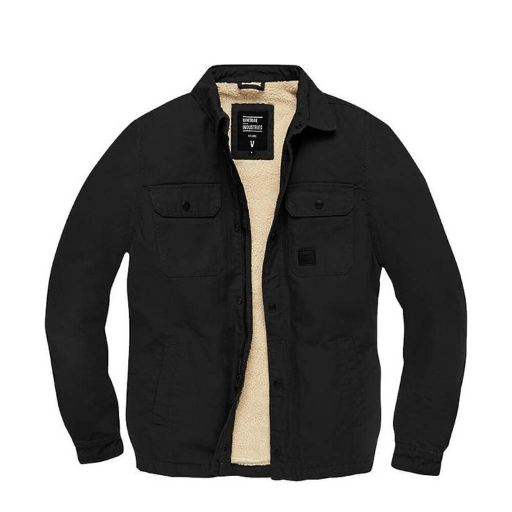 Vintage Industries Dean Sherpa Black Winterjas Heren Vintage Industries Dean Sherpa Black Winterjas Heren