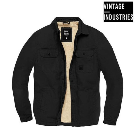 Vintage Industries Dean Sherpa Black Winterjas Heren Vintage Industries Dean Sherpa Black Winterjas Heren