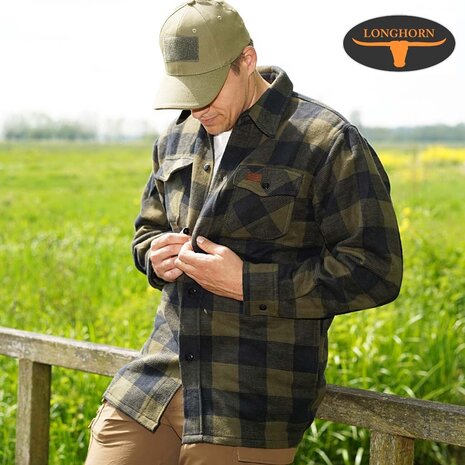 Longhorn Houthakkers Hemd Zwart Olive Lumberjack Heren Longhorn Houthakkers Hemd Zwart Olive Lumberjack Heren