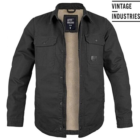 Vintage Industries Dean Sherpa Black Winterjas Heren Vintage Industries Dean Sherpa Black Winterjas Heren