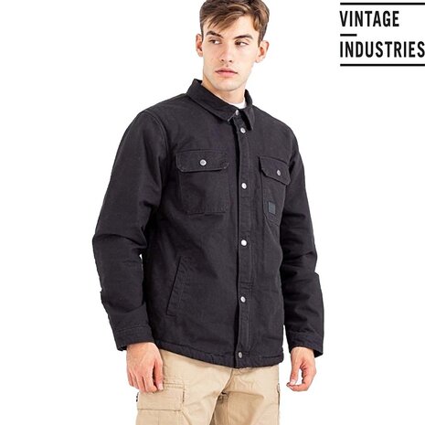 Vintage Industries Dean Sherpa Black Winterjas Heren Vintage Industries Dean Sherpa Black Winterjas Heren