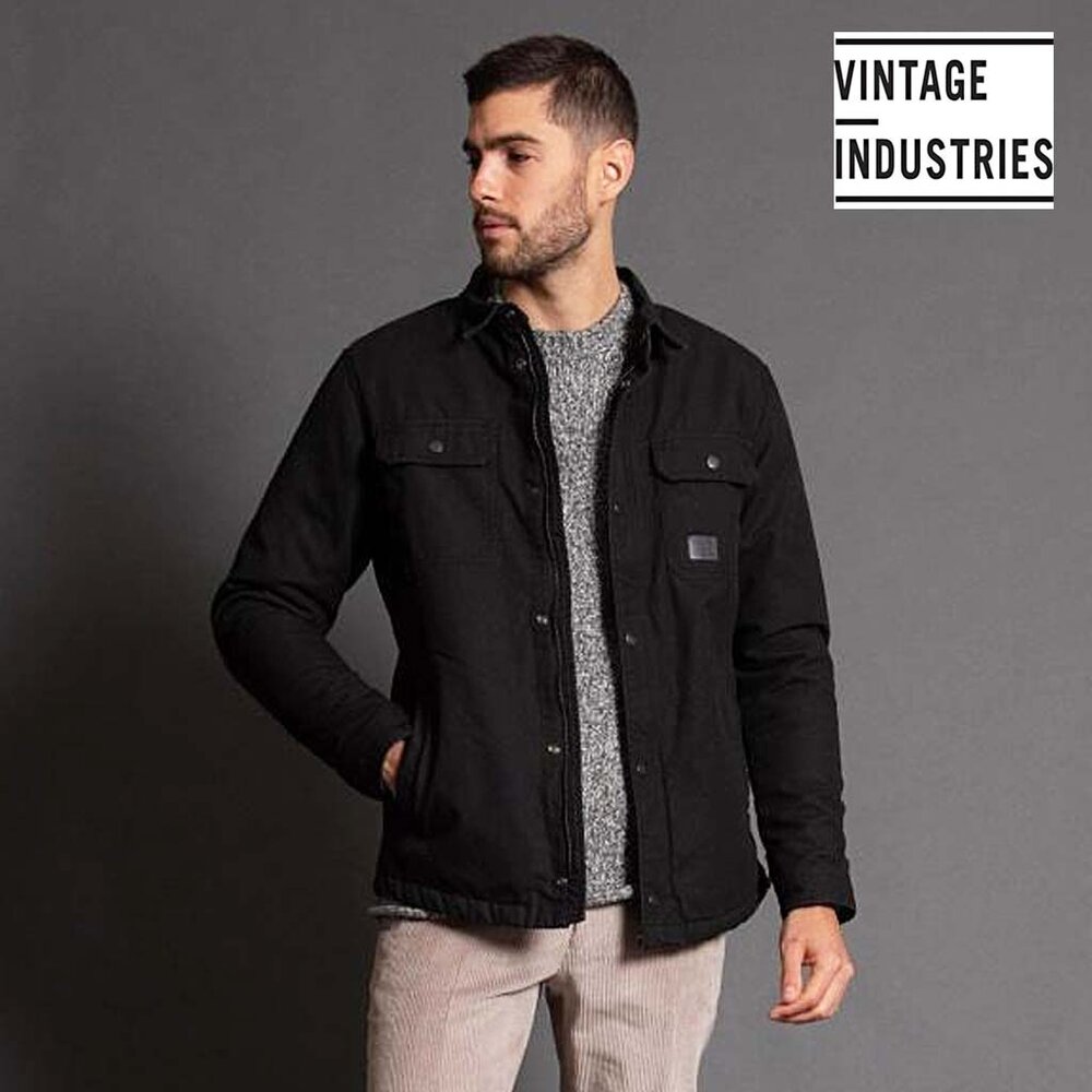 Vintage Industries Dean Sherpa Black Winterjas Heren Vintage Industries Dean Sherpa Black Winterjas Heren