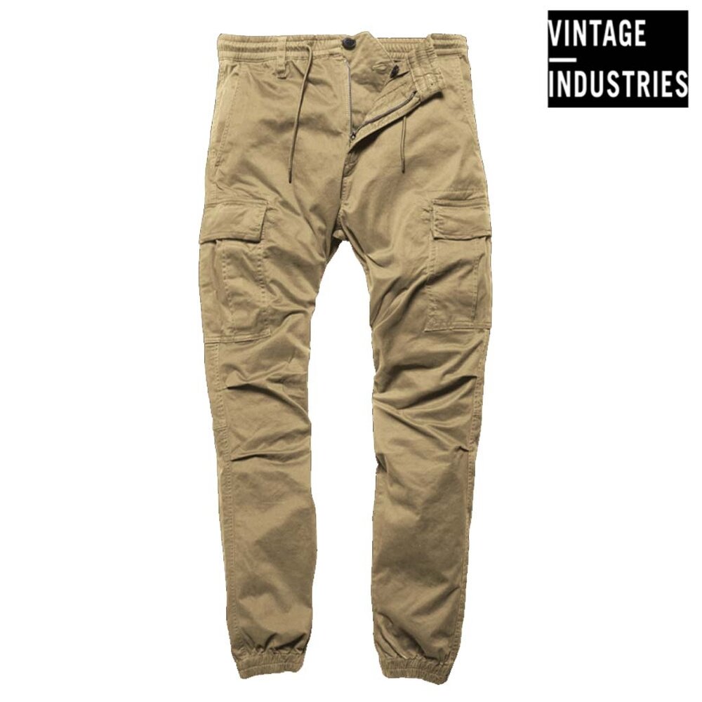 Vintage Industries Vince Jogger Dark Khaki Cargobroek Heren