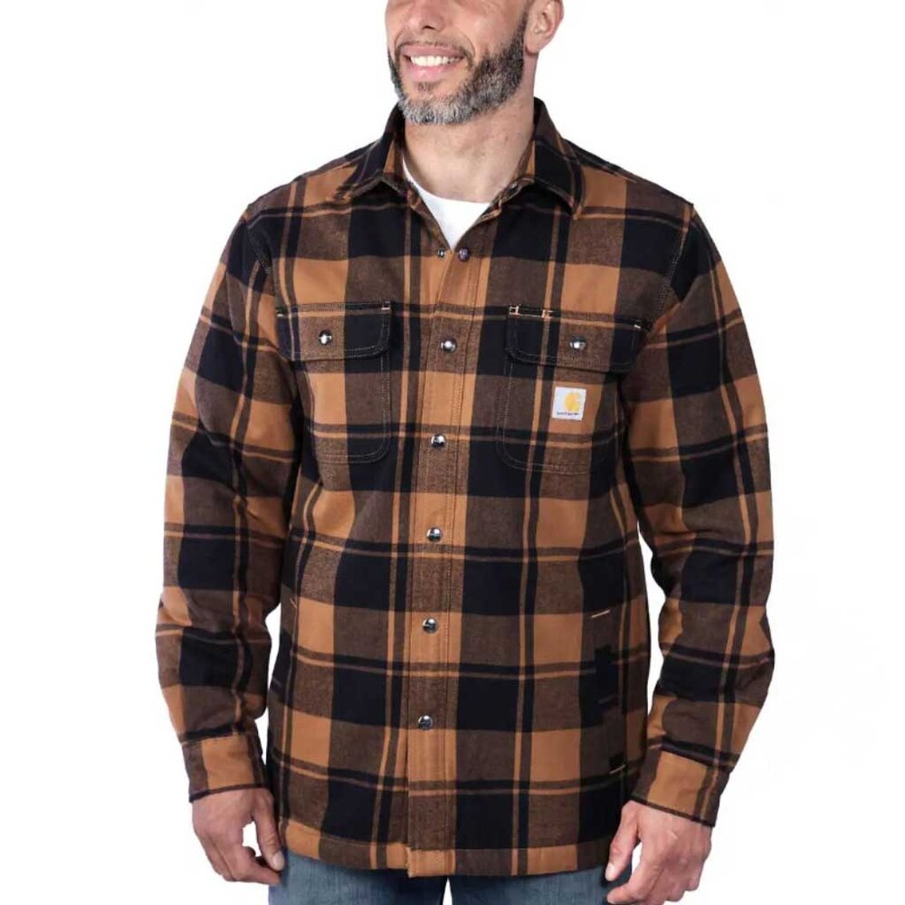 Carhartt Relaxed Fit Flannel Bruin Sherpa Jack Heren Carhartt Relaxed Fit Flannel Bruin Sherpa Jack Heren
